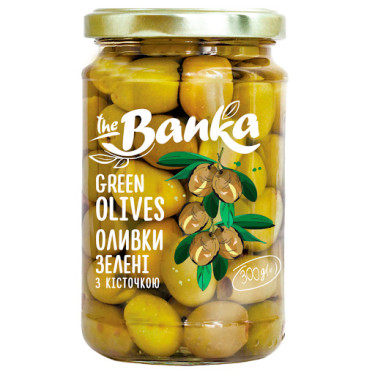 Оливки "The Banka" зелені з кісточкою, 300г, Україна