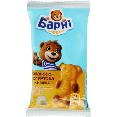 Бісквіт "Барні" з бананом, 30г, Україна