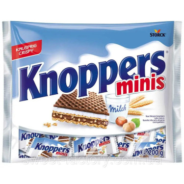 Вафлі "Knoppers" мікс, 200г, Німеччина