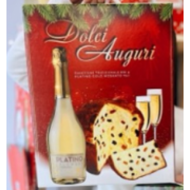 Подарунковий набір Панеттон з родзинками + ігристе вино Dolci Auguri , 900г, Італія