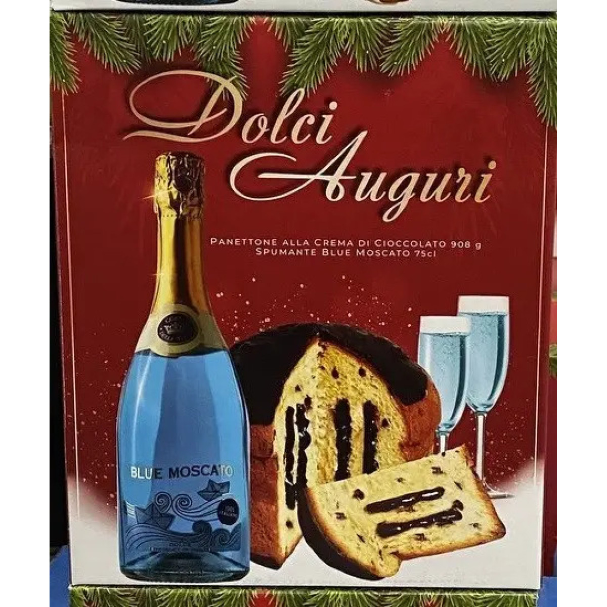 Подарунковий набір Панеттон з шоколадом + ігристе вино Dolci Auguri , 900г, Італія