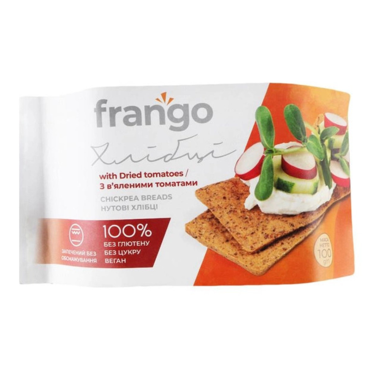 Хлібці "Frango" з в'яленими томатами, 100г, Україна