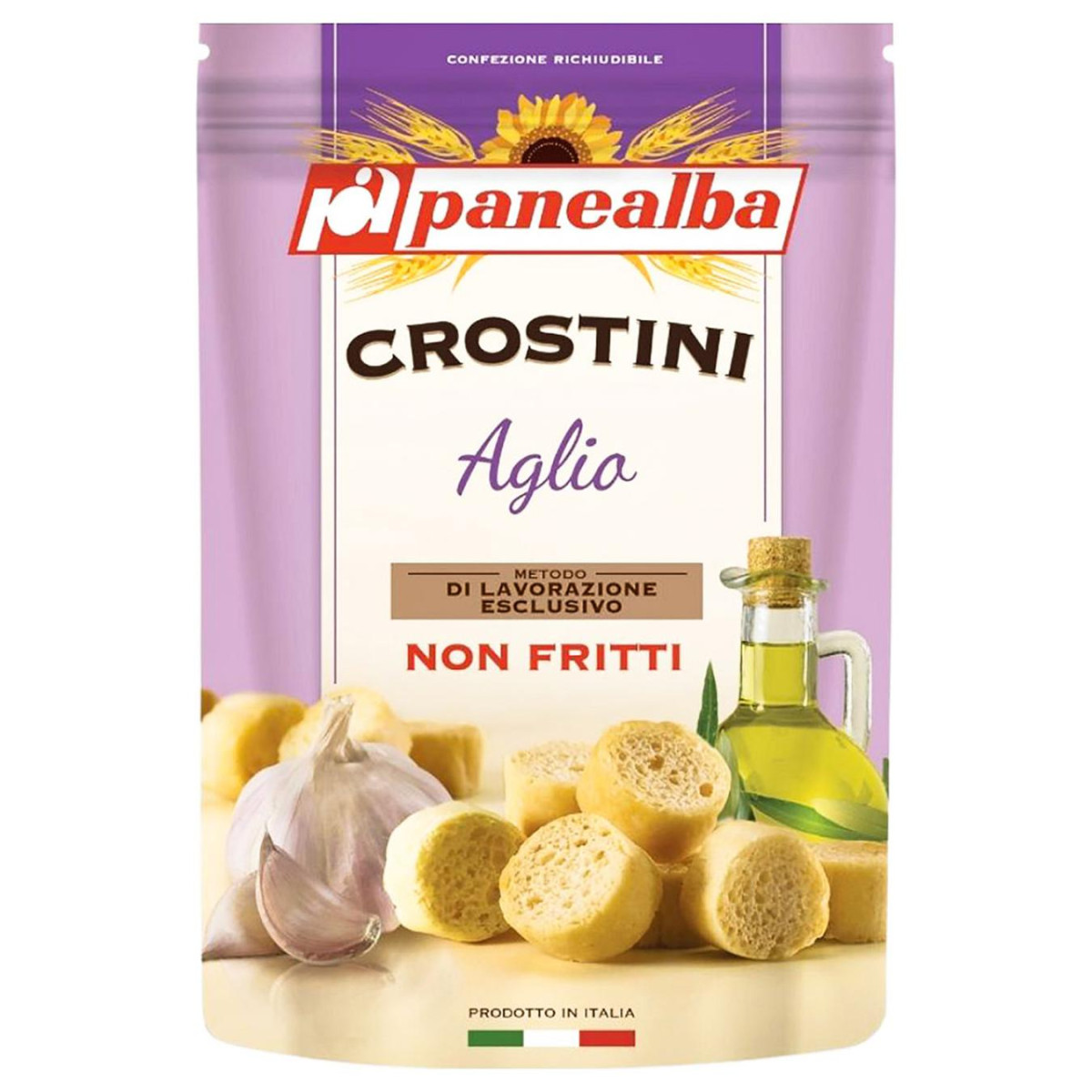 Хлібці "Panealba" з часником та пікантним соусом, 100г, Італія