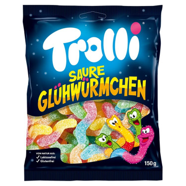 Жув. Цукерки "Trolli" Saure Gluhwurmchen, 150г, Німеччина