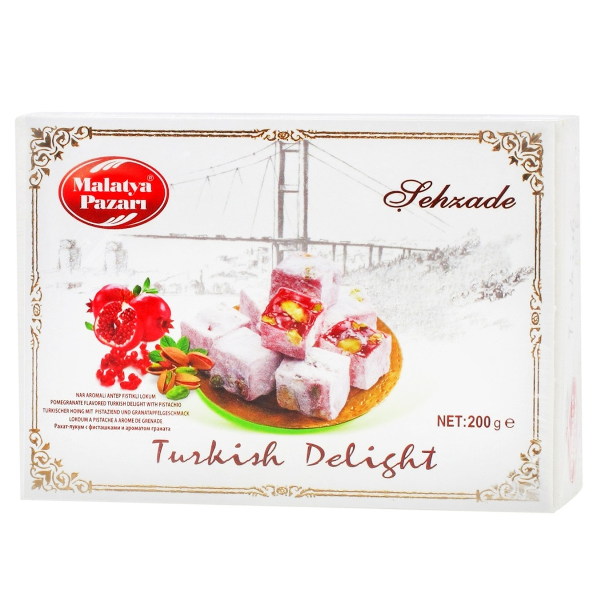 Рахат-Лукум "Malatya Pazari" гранатовий з фісташкою, 200г, Туреччина