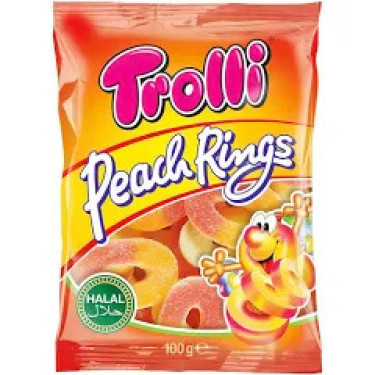 Жув. цукерки "Trolli" Plirsichringe, 150g, Німеччина