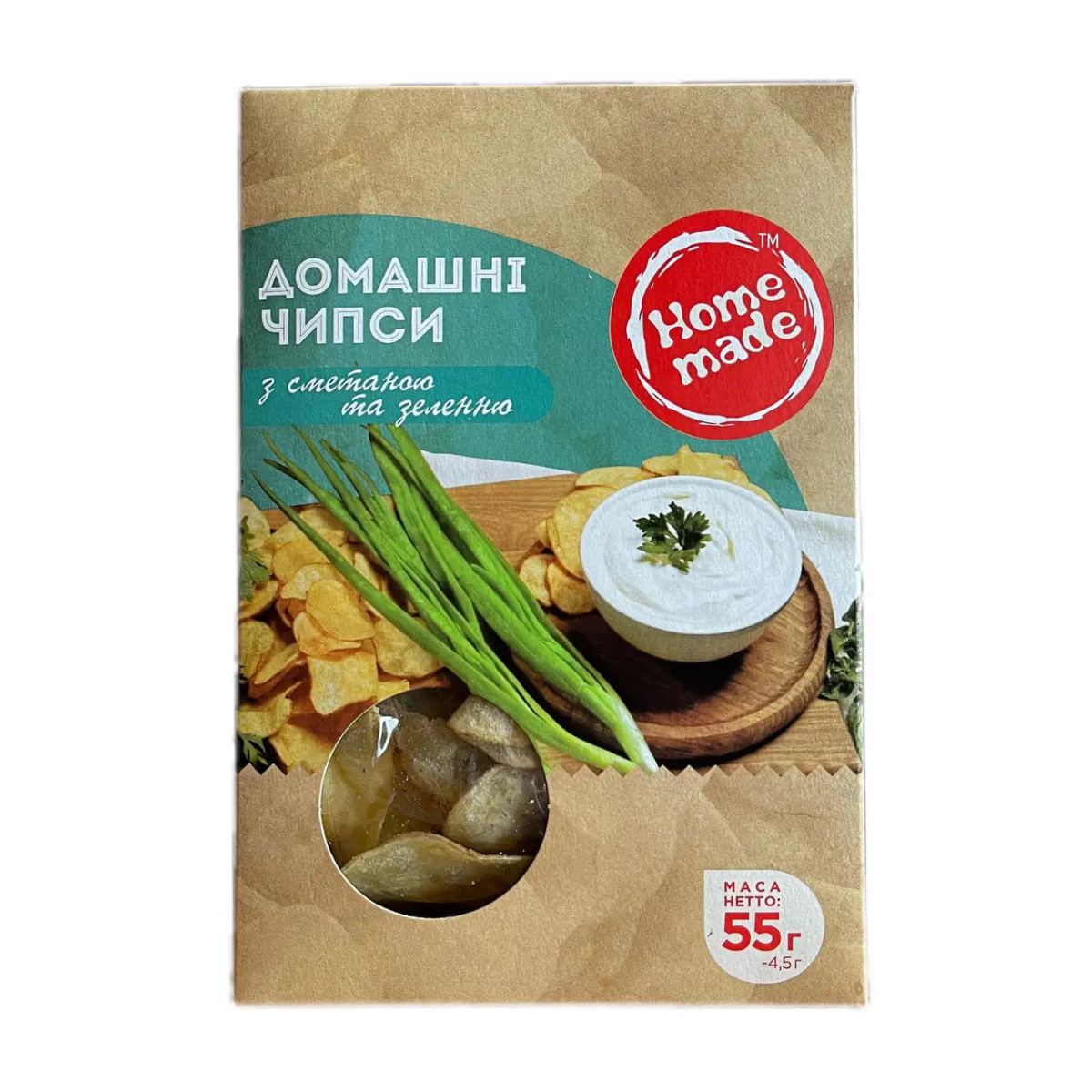Чіпси "Home Made" з сметаною та зеленню, 55г, Україна