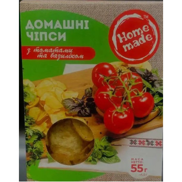 Чіпси "Home Made" з томатами та базиліком, 55г, Україна