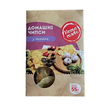 Чіпси "Home Made" з часником, 55г, Україна