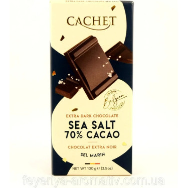Шоколад "Cachet" 70% какао чорний з сіллю, 100 г, Бельгія