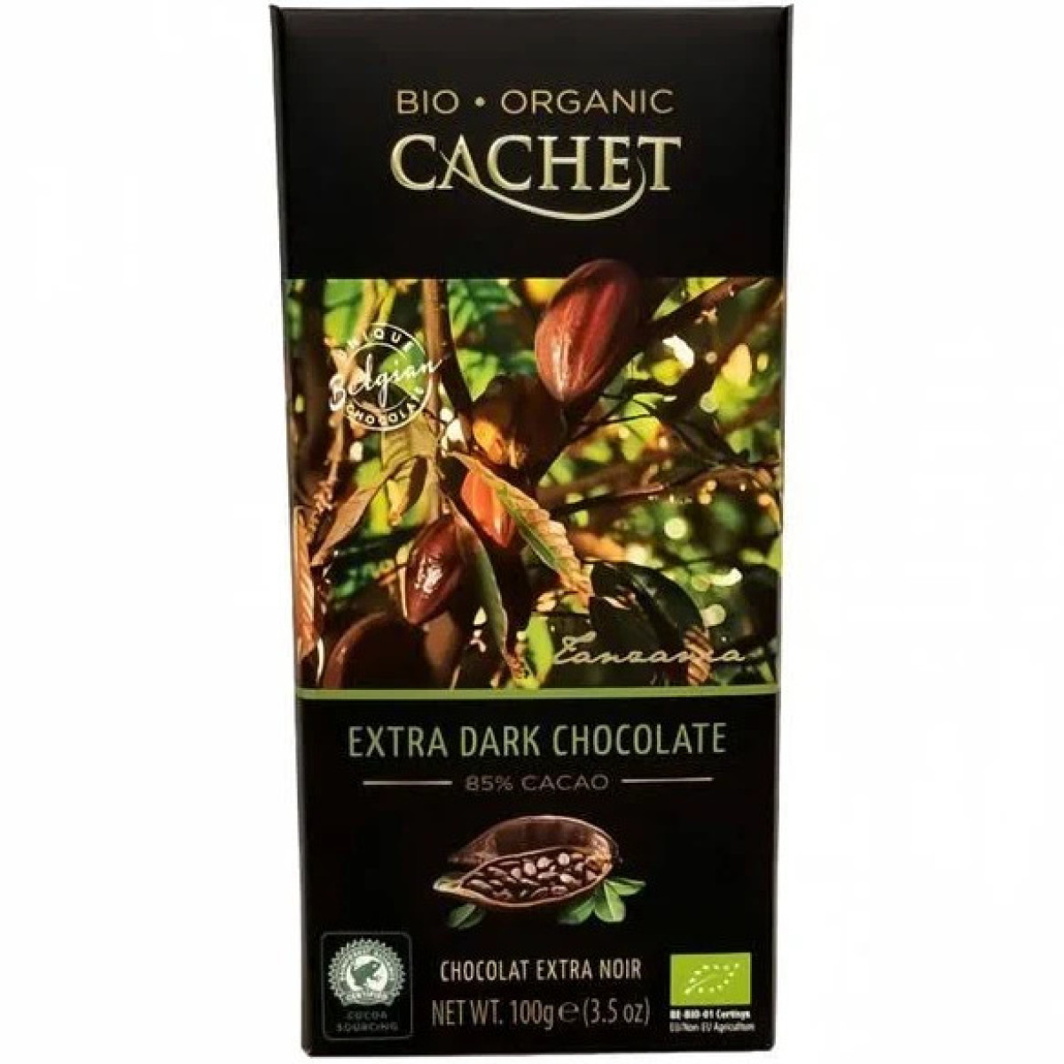 Шоколад "Cachet" чорний 85% какао, 100 г, Бельгія