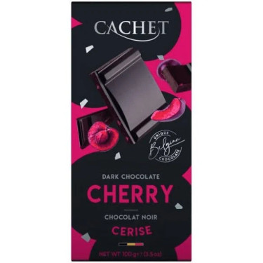 Шоколад "Cachet" чорний з вишнею, 100 г, Бельгія