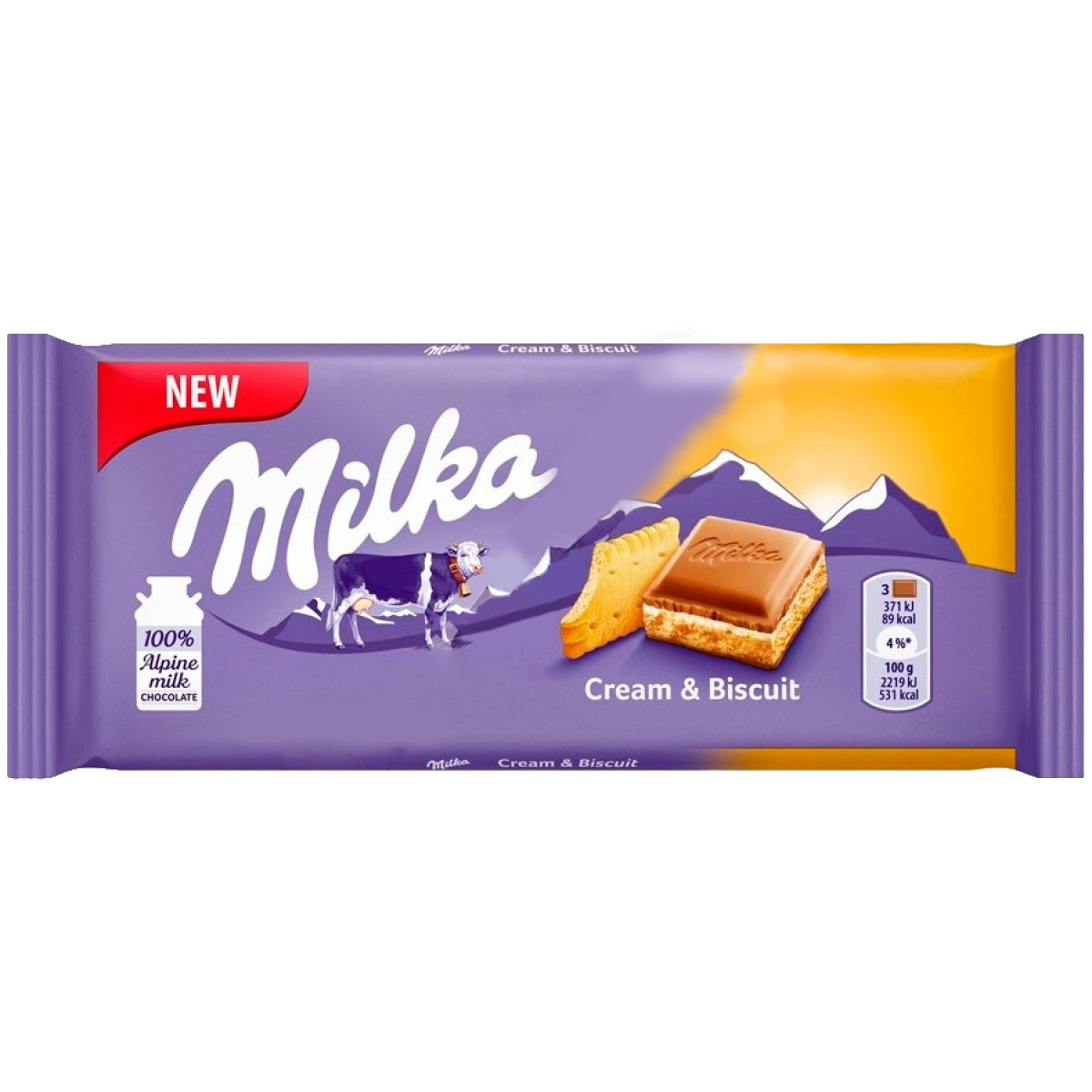 Шоколад "Milka" Cream Biscuit, 100г, Швейцарія