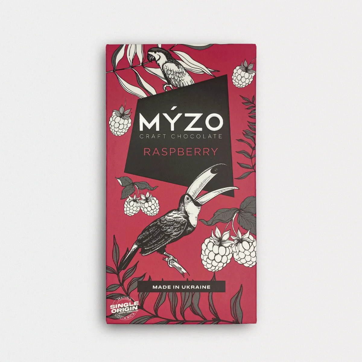 Шоколад "MYZO" чорний з малиною, 80г, Україна