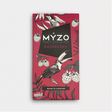 Шоколад "MYZO" чорний з малиною, 80г, Україна