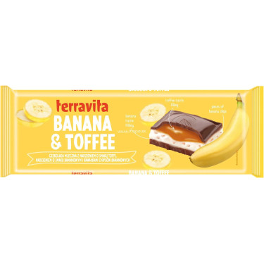 Шоколад "Terravita" банан та тоффі, 235г, Польща