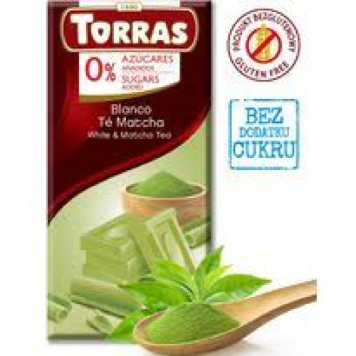 Шоколад "Torras" білим з чаєм матча, 75г