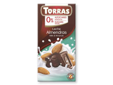 Шоколад "Torras" молочний з мигдалем(без цукру), 75г