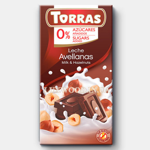 Шоколад "Torras" молочний з фундуком, 75г