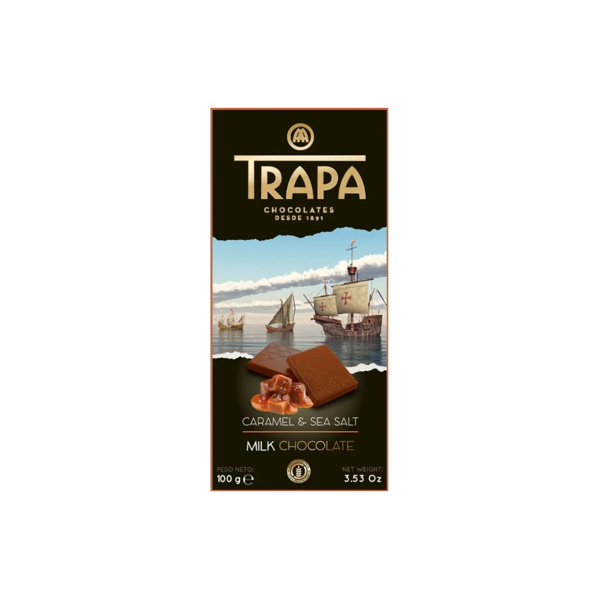 Шоколад "TRAPA" Карамель та сіль, 100г, Іспанія