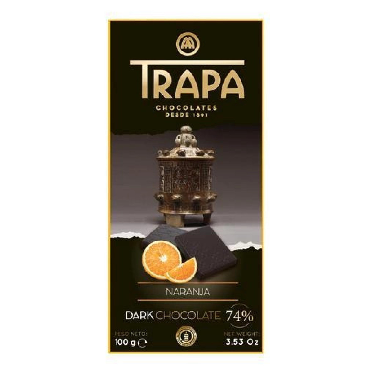 Шоколад "TRAPA" чорний з апельсином, 100г, Іспанія