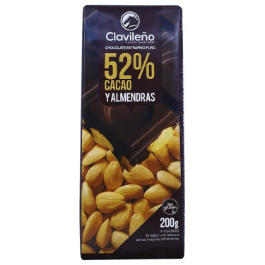 Шоколад "Clavileno" чорний 52% з мигдалем,200г, Іспанія