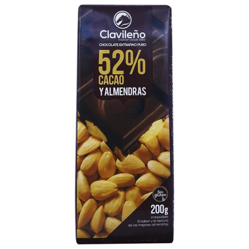 Шоколад "Clavileno" чорний 52% з мигдалем,200г