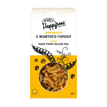 Макарони "Happyroni" завитки з жовтого гороху, 300г, Україна