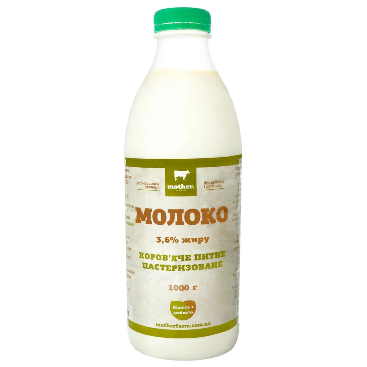 Молоко"Mother" коров'яче пастеризоване 3,6%, 1л, Україна