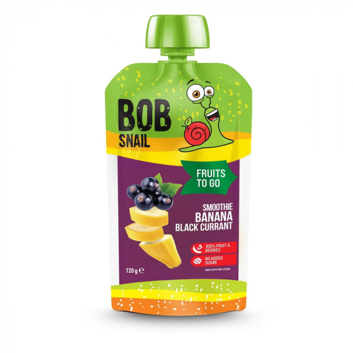 Пюре фруктове "Bob Snail" Банан-Чорна смородина, 120г, Україна