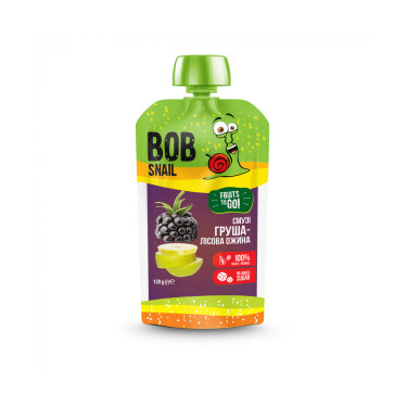 Пюре фруктове "Bob Snail" Груша-Лісова ожина, 120г, Україна