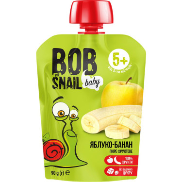 Пюре фруктове "Bob Snail" Яблуко-банан , 90г, Україна