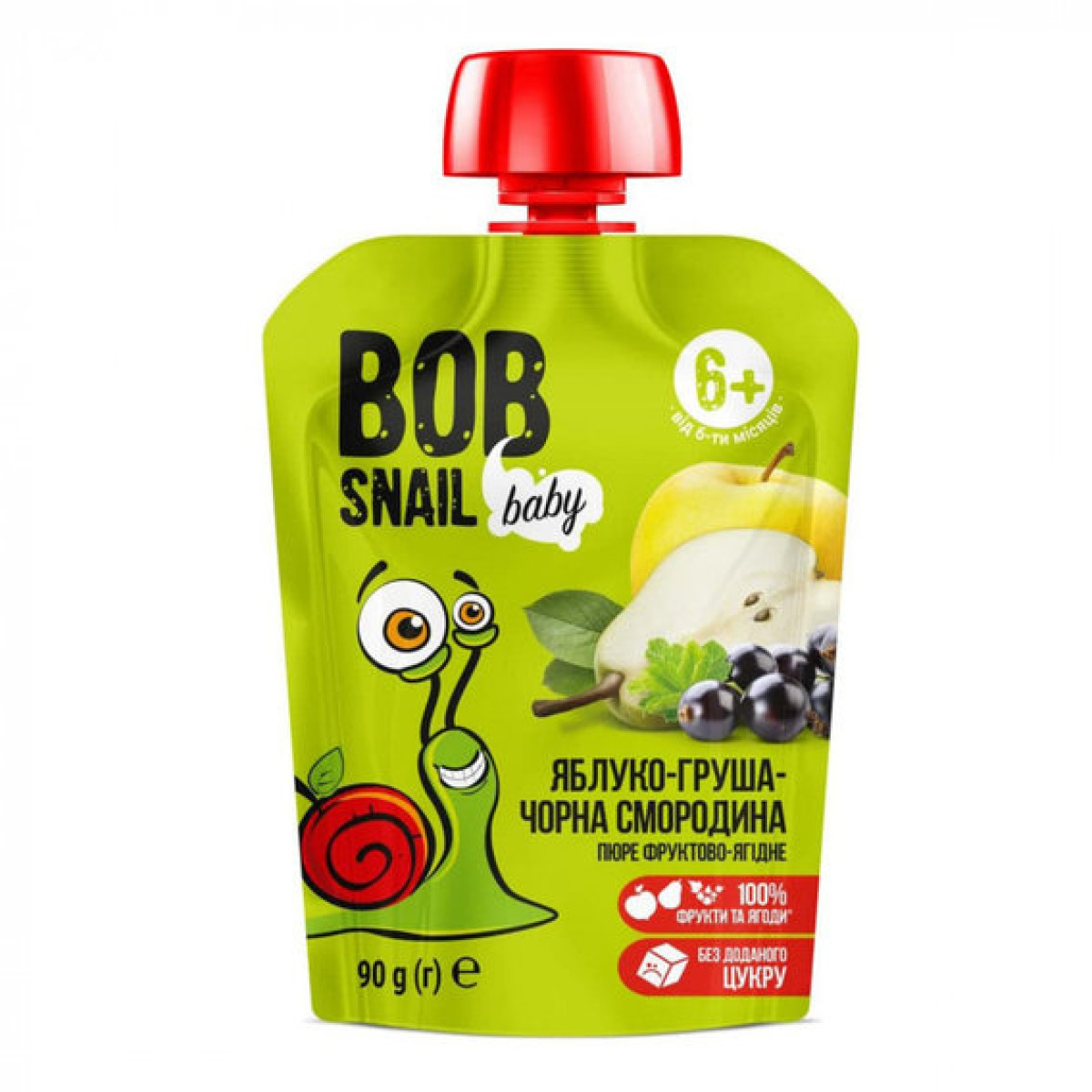 Пюре фруктове "Bob Snail" Яблуко-Груша-Чорна смородина, 90г, Україна