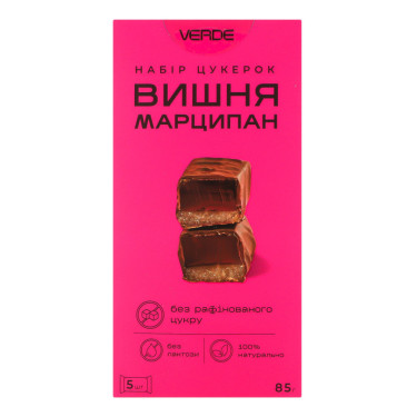 Цукерки "Verde" Вишня Марципан, 85г, Україна