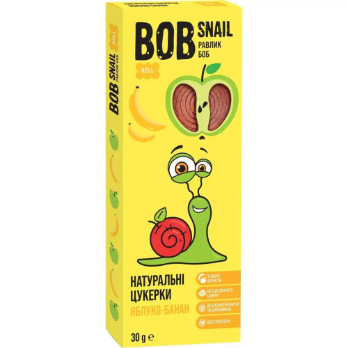 Цукерки "Bob Snail" яблучно-бананові, 30г