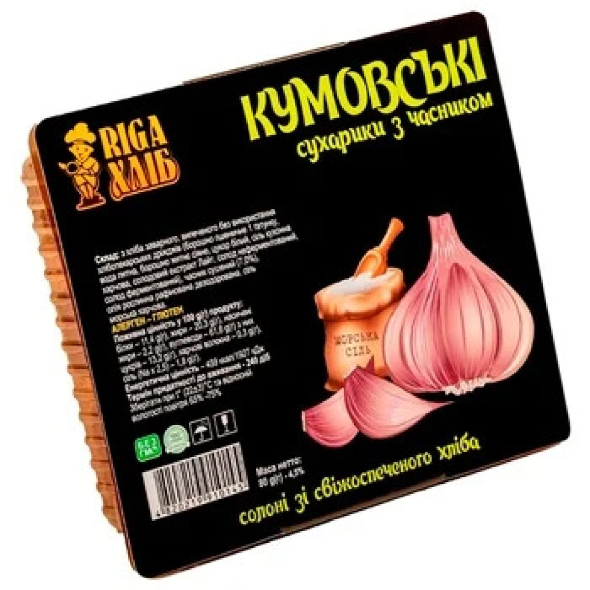 Сухарики "Riga Хліб" Кумовські з часником, 80г, Україна