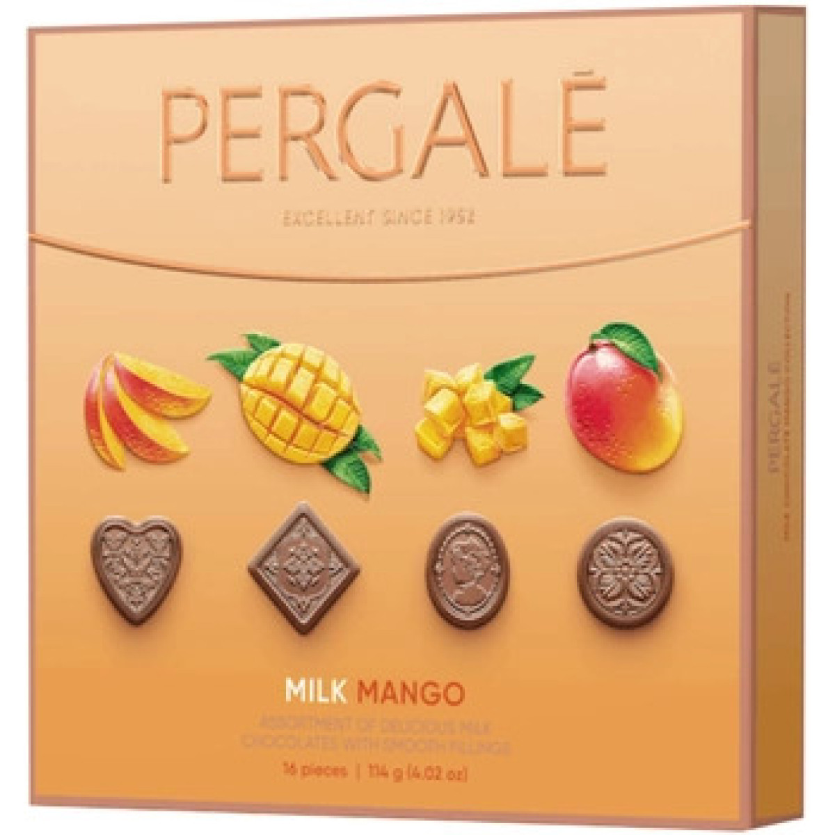 Цукерки "Pergale" Mango з молочним шоколадом, 114г, Литва