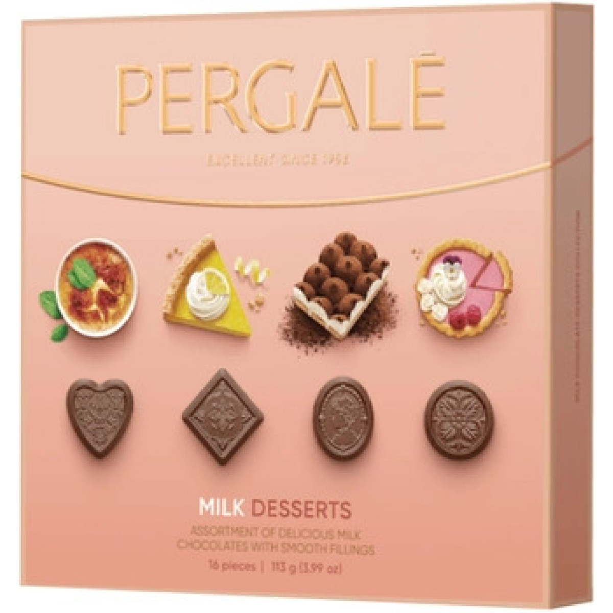 Цукерки "Pergale" десерти з молочним шоколадом, 113г, Литва