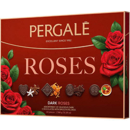 Цукерки "Pergale" Троянди з чорним шоколадом, 348г