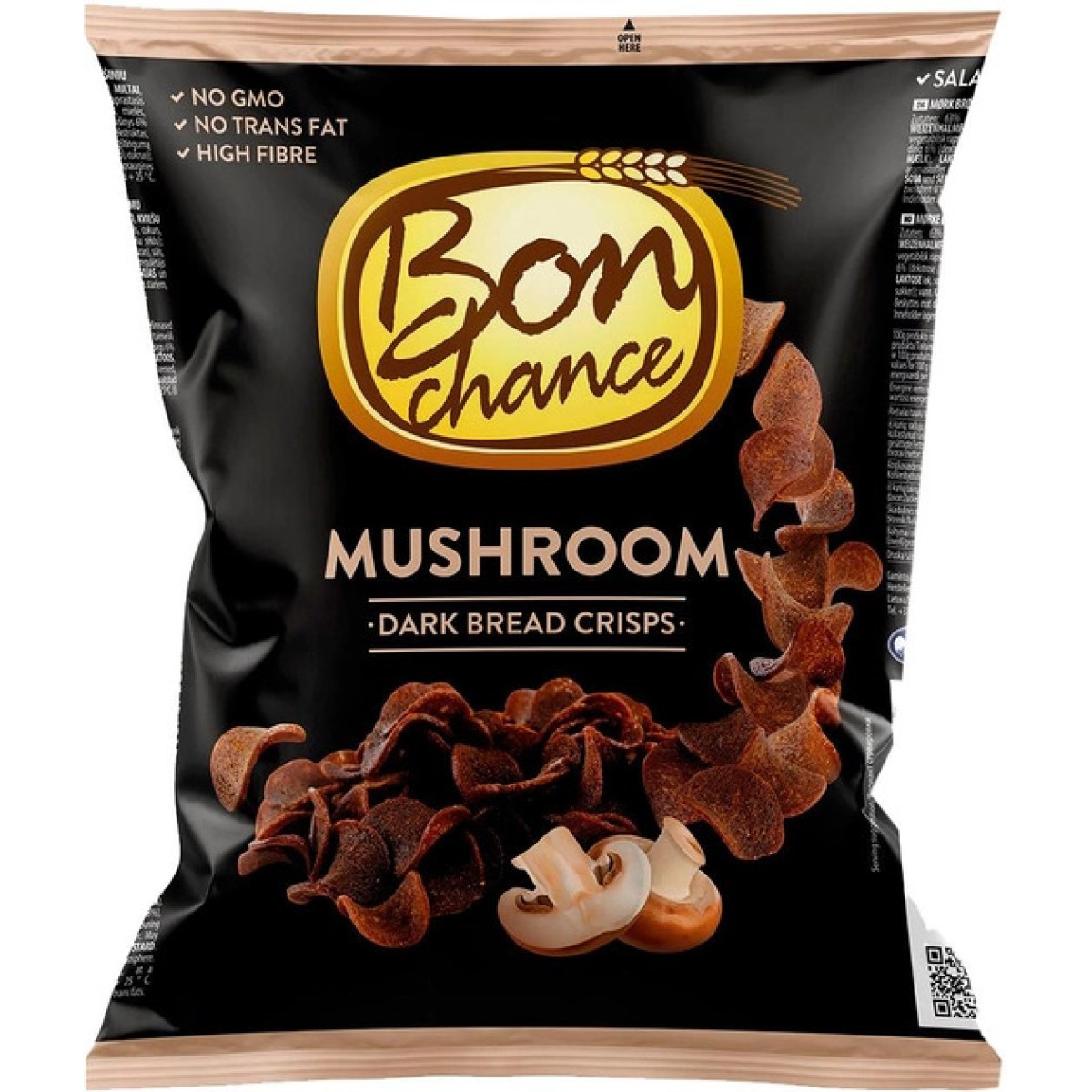Чіпси з чорного хліба "Bon Chance" з грибами, 120г, Литва