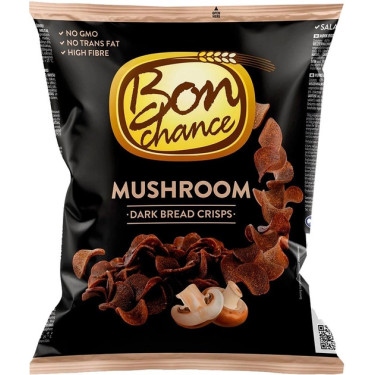 Чіпси з чорного хліба "Bon Chance" з грибами, 120г, Литва