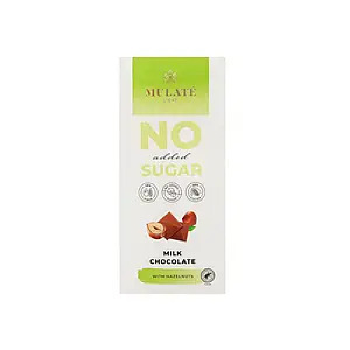 Шоколад "Mulate Light" молочний з мигдалем, 90г, Литва