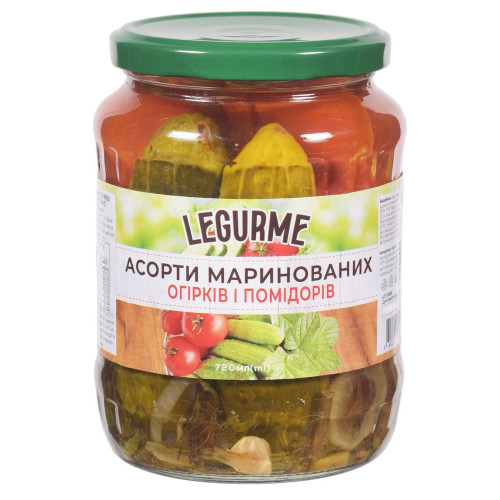 Овочеве асорті"Legurme" марин.(огірки та помідори) скло,720 мл
