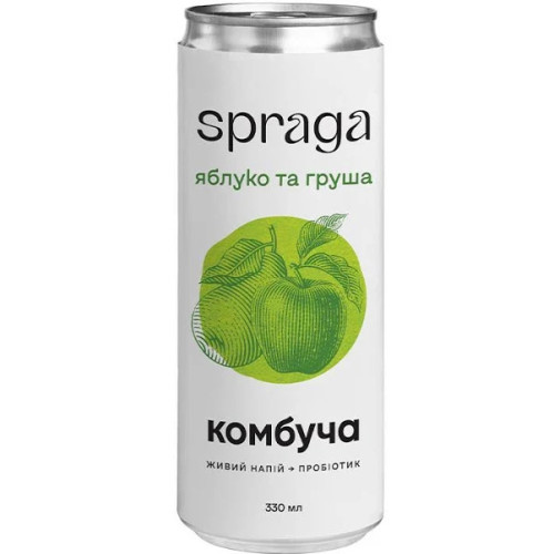 Напій Комбуча "Spraga" яблуко та груша жб, 0.33л