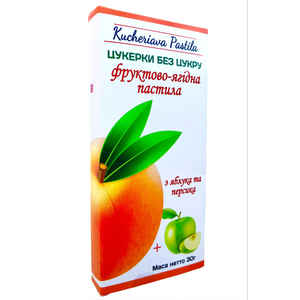Пастила "Кучерява" з яблука та персика, 30г, Україна